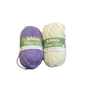 Patons Classic Wool DK Superwash Yarn Set of 2 Purple and White